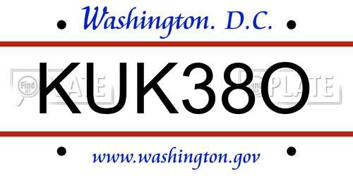 KUK38O District Of Columbia License Plate