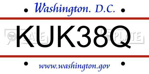 KUK38Q District Of Columbia License Plate
