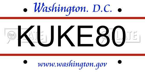 KUKE80 District Of Columbia License Plate