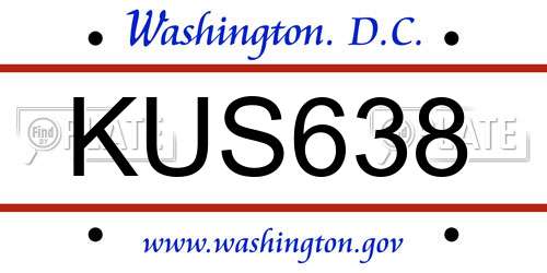 KUS638 District Of Columbia License Plate