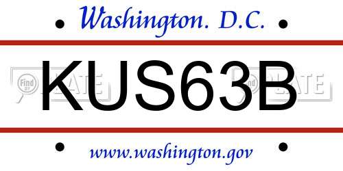 KUS63B District Of Columbia License Plate