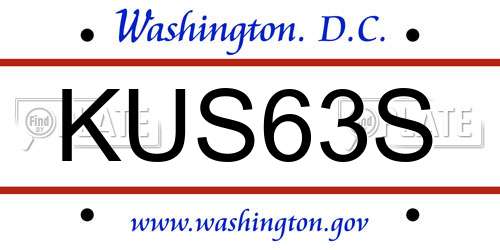 KUS63S District Of Columbia License Plate