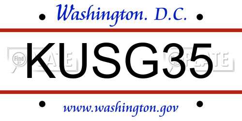 KUSG35 District Of Columbia License Plate