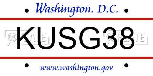 KUSG38 District Of Columbia License Plate
