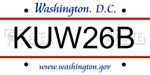 KUW26B District Of Columbia License Plate