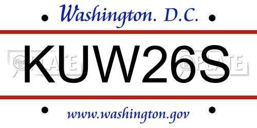 KUW26S District Of Columbia License Plate
