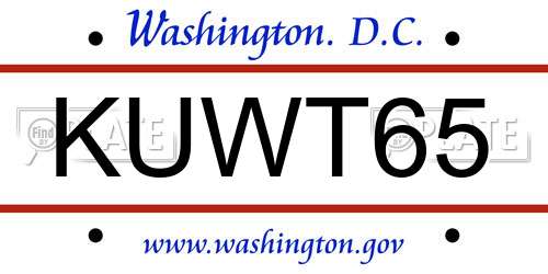 KUWT65 District Of Columbia License Plate