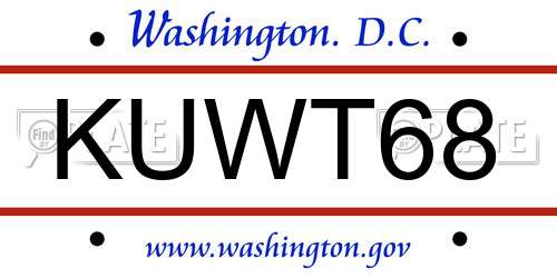 KUWT68 District Of Columbia License Plate