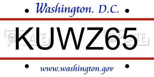 KUWZ65 District Of Columbia License Plate