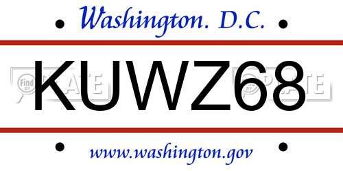 KUWZ68 District Of Columbia License Plate