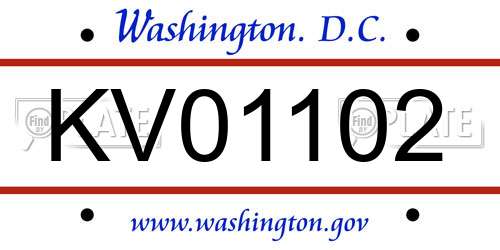 KV01102 District Of Columbia License Plate