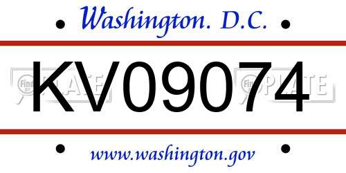 KV09074 District Of Columbia License Plate