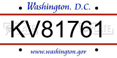 KV81761 District Of Columbia License Plate