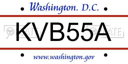 KVB55A District Of Columbia License Plate