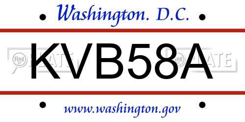 KVB58A District Of Columbia License Plate