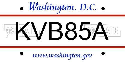 KVB85A District Of Columbia License Plate