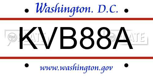 KVB88A District Of Columbia License Plate