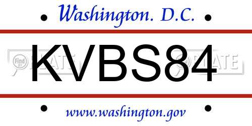 KVBS84 District Of Columbia License Plate