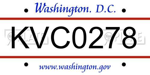 KVC0278 District Of Columbia License Plate