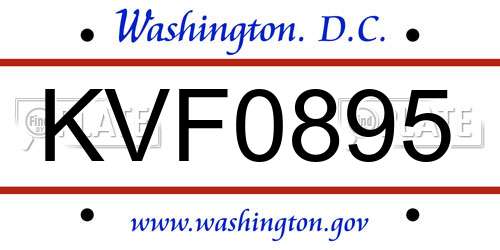 KVF0895 District Of Columbia License Plate