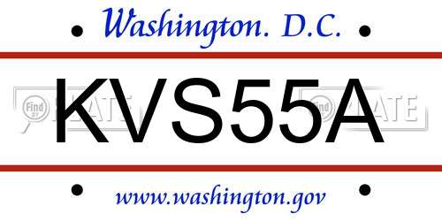 KVS55A District Of Columbia License Plate