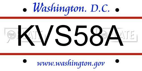 KVS58A District Of Columbia License Plate