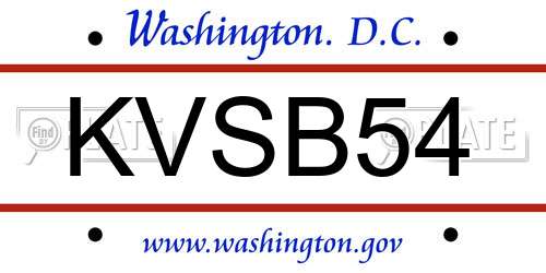 KVSB54 District Of Columbia License Plate