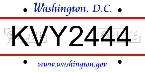 KVY2444 District Of Columbia License Plate