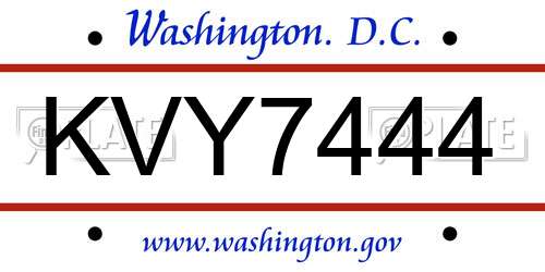 KVY7444 District Of Columbia License Plate