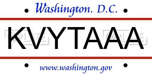 KVYTAAA District Of Columbia License Plate