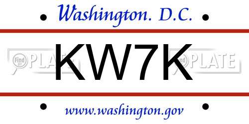KW7K District Of Columbia License Plate