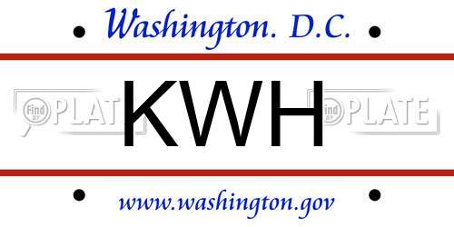 KWH District Of Columbia License Plate