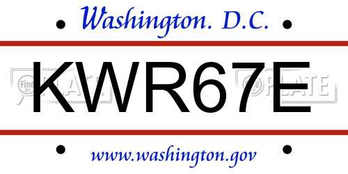 KWR67E District Of Columbia License Plate