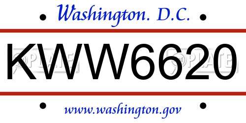 KWW6620 District Of Columbia License Plate