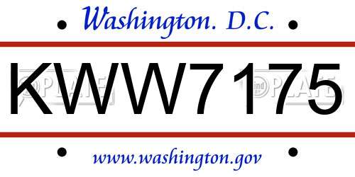 KWW7175 District Of Columbia License Plate