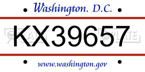 KX39657 District Of Columbia License Plate