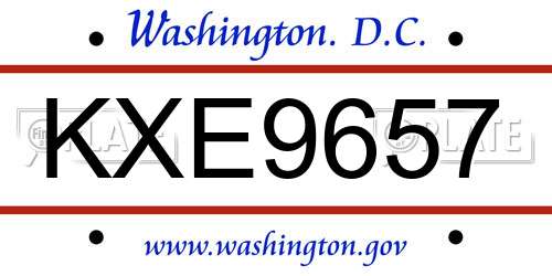 KXE9657 District Of Columbia License Plate