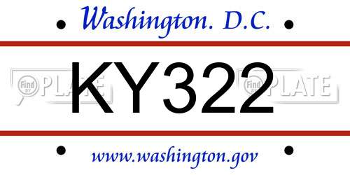 KY322 District Of Columbia License Plate