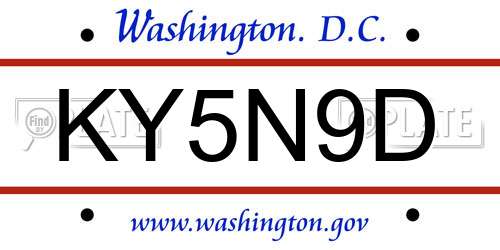 KY5N9D District Of Columbia License Plate