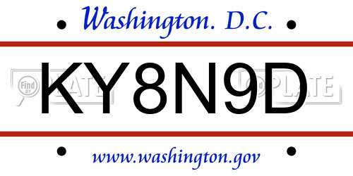 KY8N9D District Of Columbia License Plate