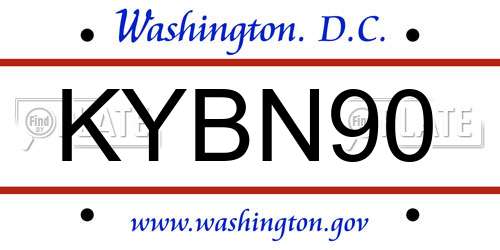 KYBN90 District Of Columbia License Plate