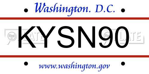 KYSN90 District Of Columbia License Plate