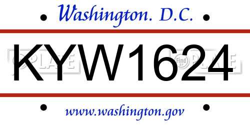KYW1624 District Of Columbia License Plate