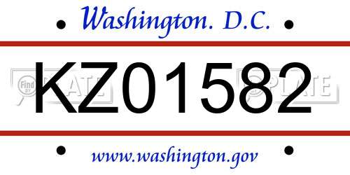 KZ01582 District Of Columbia License Plate