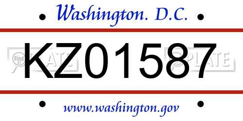 KZ01587 District Of Columbia License Plate