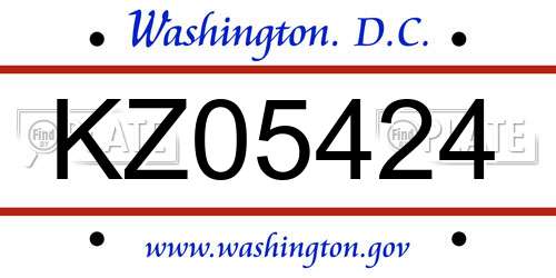 KZ05424 District Of Columbia License Plate