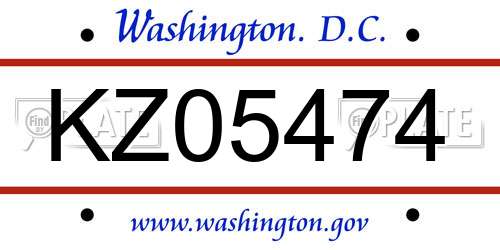 KZ05474 District Of Columbia License Plate