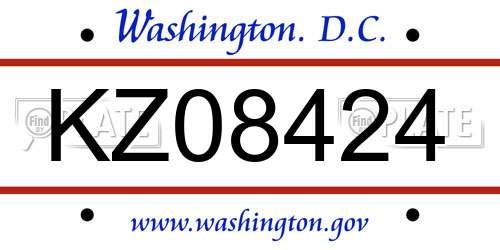 KZ08424 District Of Columbia License Plate