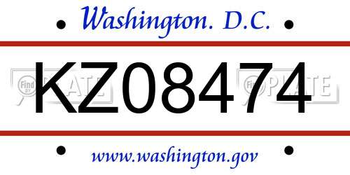KZ08474 District Of Columbia License Plate