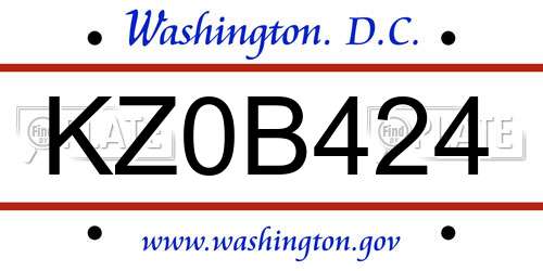 KZ0B424 District Of Columbia License Plate
